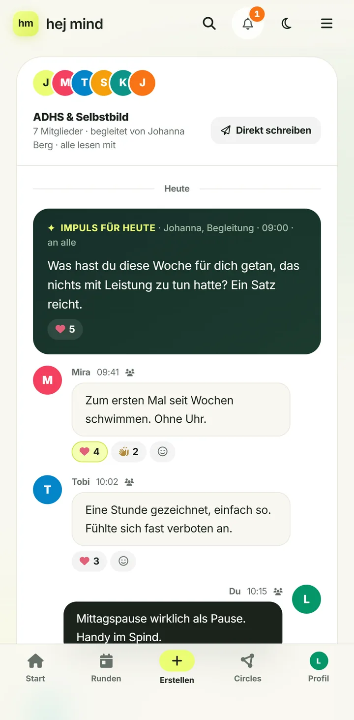 Der Gruppenraum eines Circles: ein Impuls der Begleitung und die Antworten der Gruppe