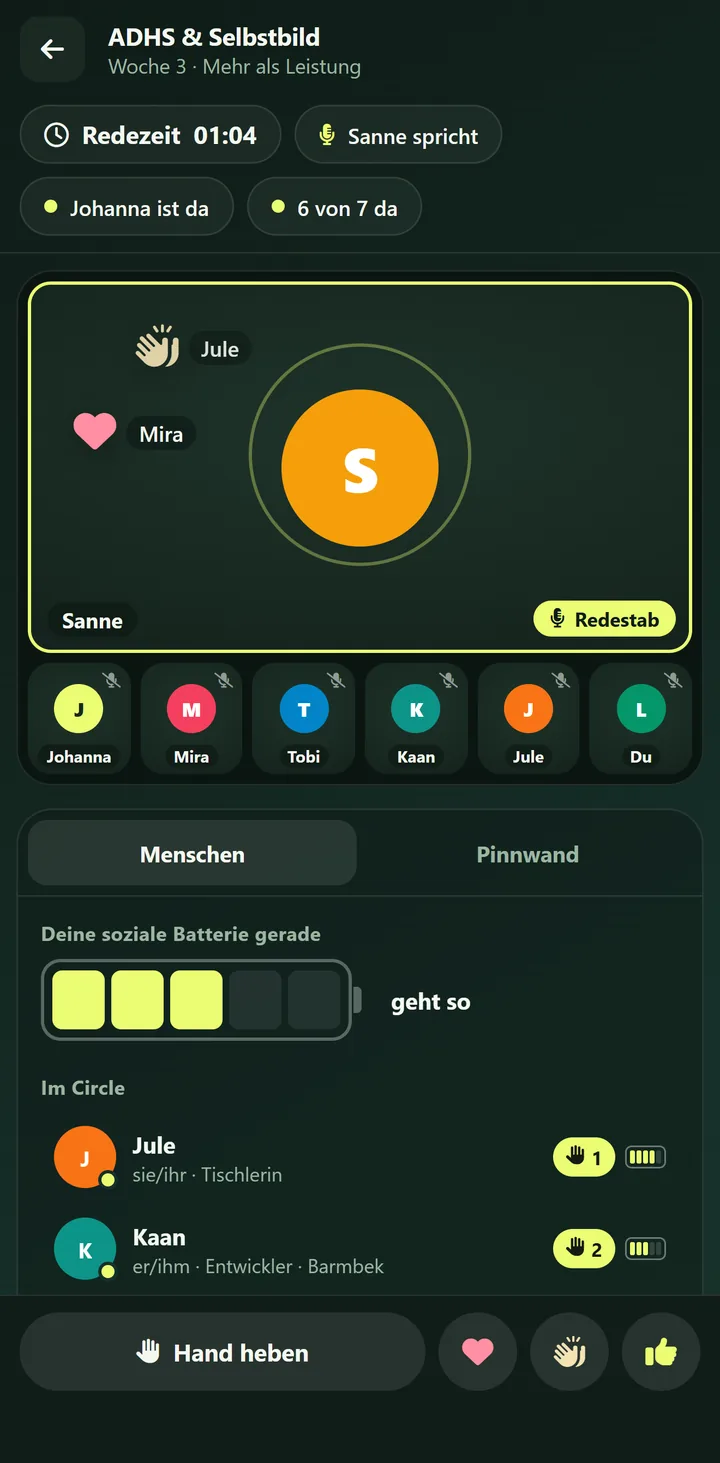 Eine Session im Live-Raum